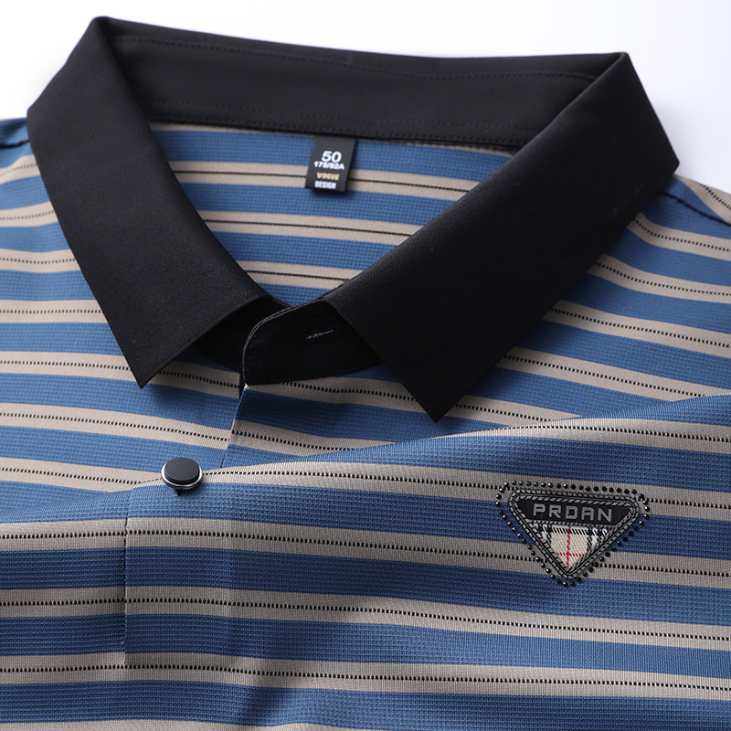 Executive Crest Striped Polo T-Shirt - Combraided 