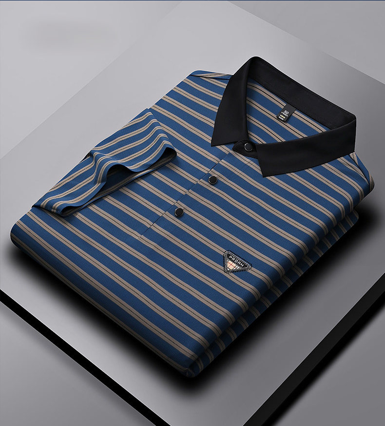Executive Crest Striped Polo T-Shirt - Combraided 