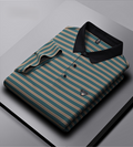 Executive Crest Striped Polo T-Shirt - Combraided 