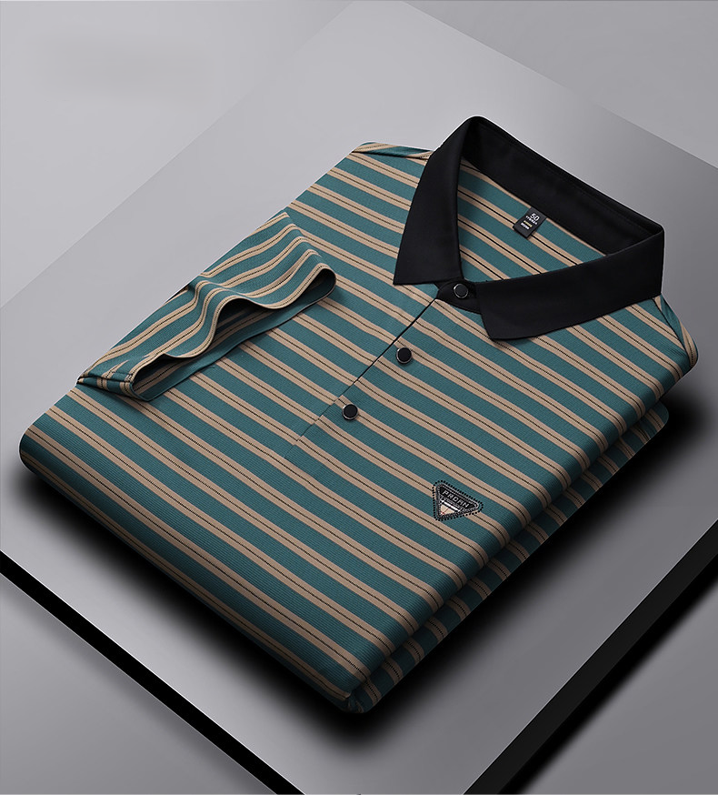 Executive Crest Striped Polo T-Shirt - Combraided 