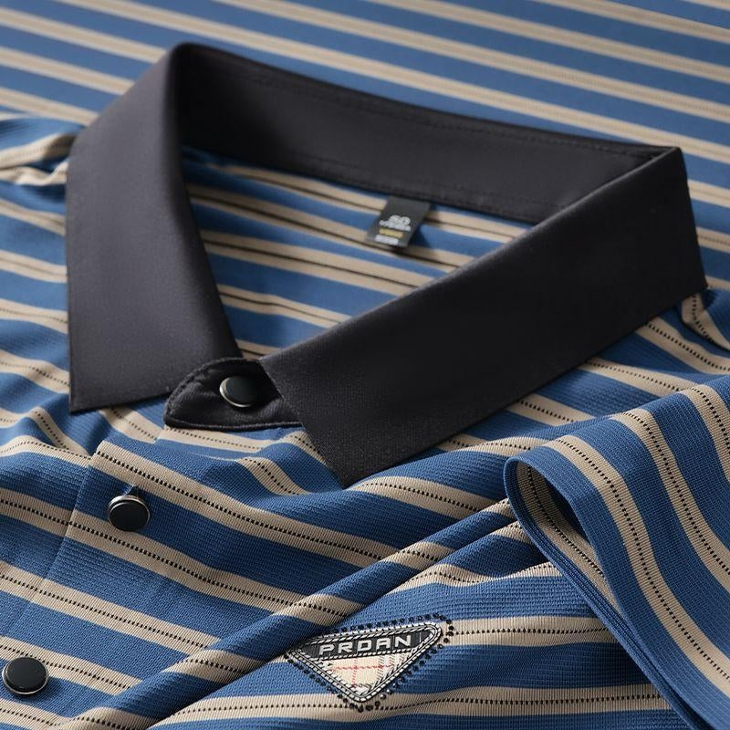 Executive Crest Striped Polo T-Shirt - Combraided 