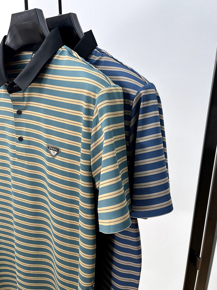 Executive Crest Striped Polo T-Shirt - Combraided 