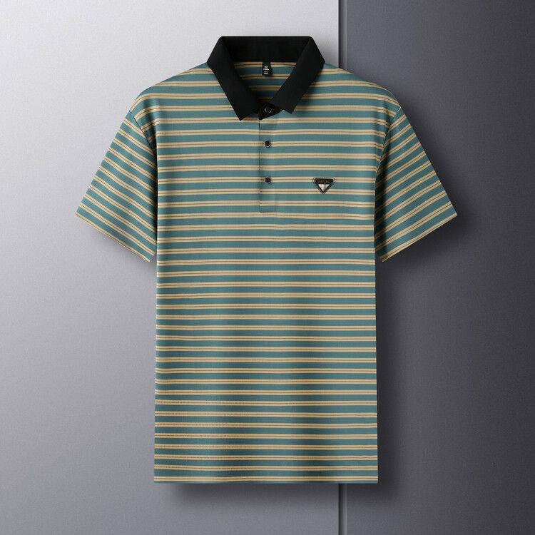 Executive Crest Striped Polo T-Shirt - Combraided 