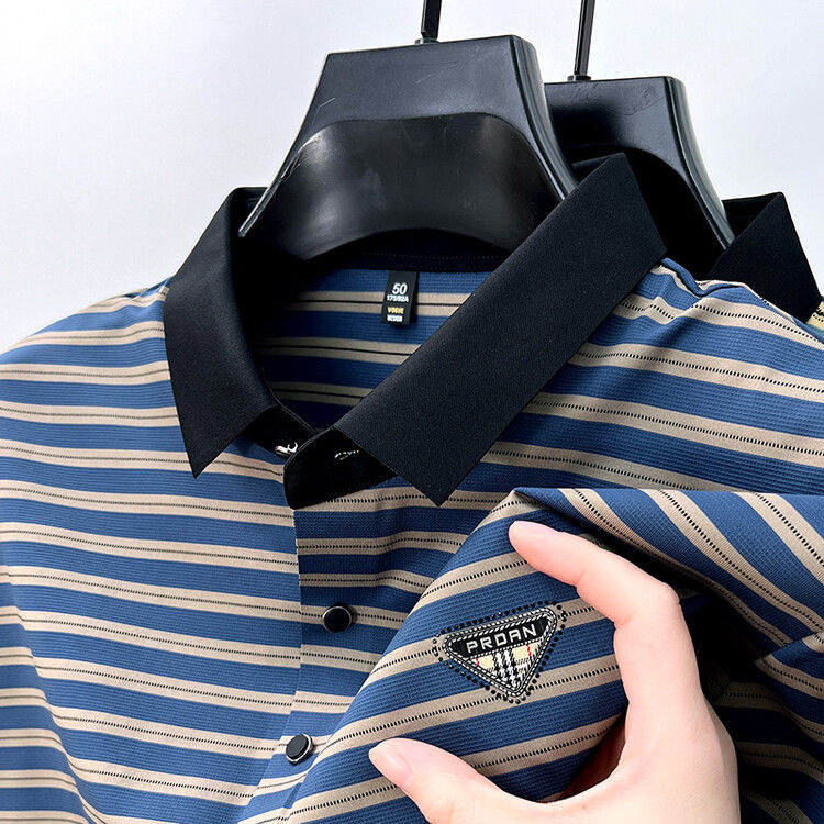 Executive Crest Striped Polo T-Shirt - Combraided 