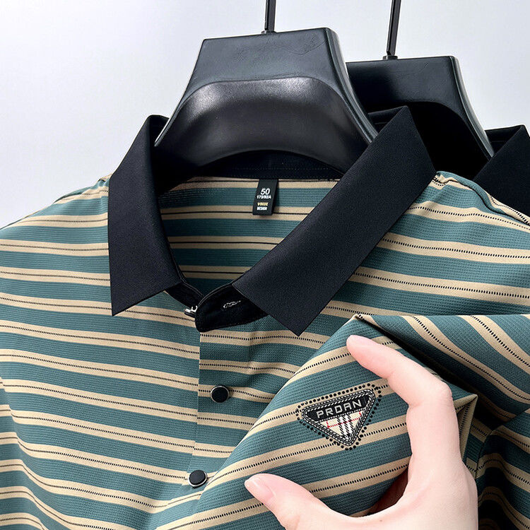 Executive Crest Striped Polo T-Shirt - Combraided 