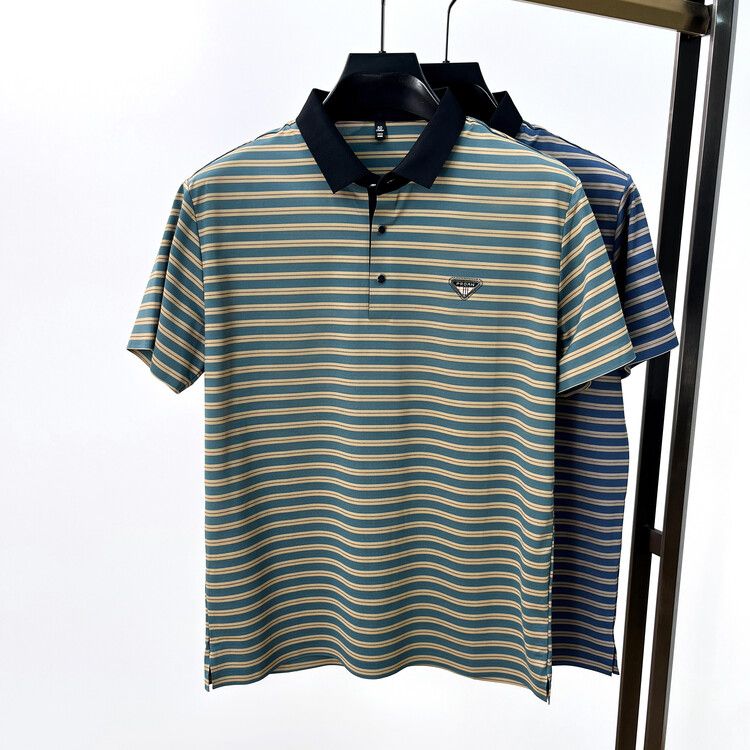 Executive Crest Striped Polo T-Shirt - Combraided 