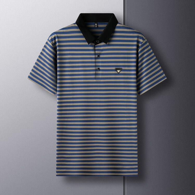 Executive Crest Striped Polo T-Shirt - Combraided 