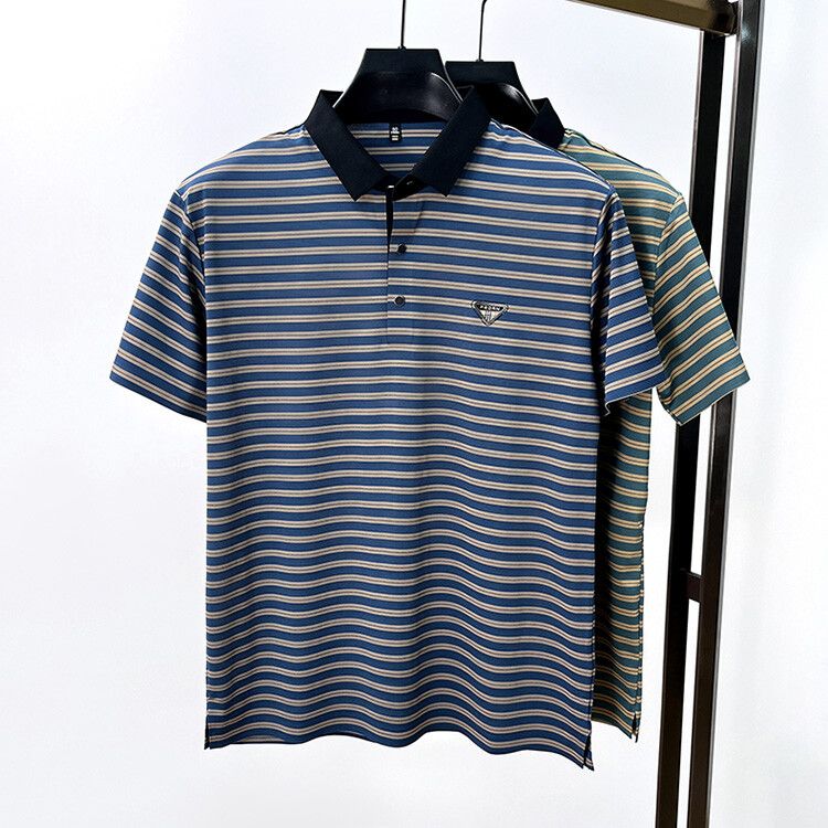 Executive Crest Striped Polo T-Shirt - Combraided 
