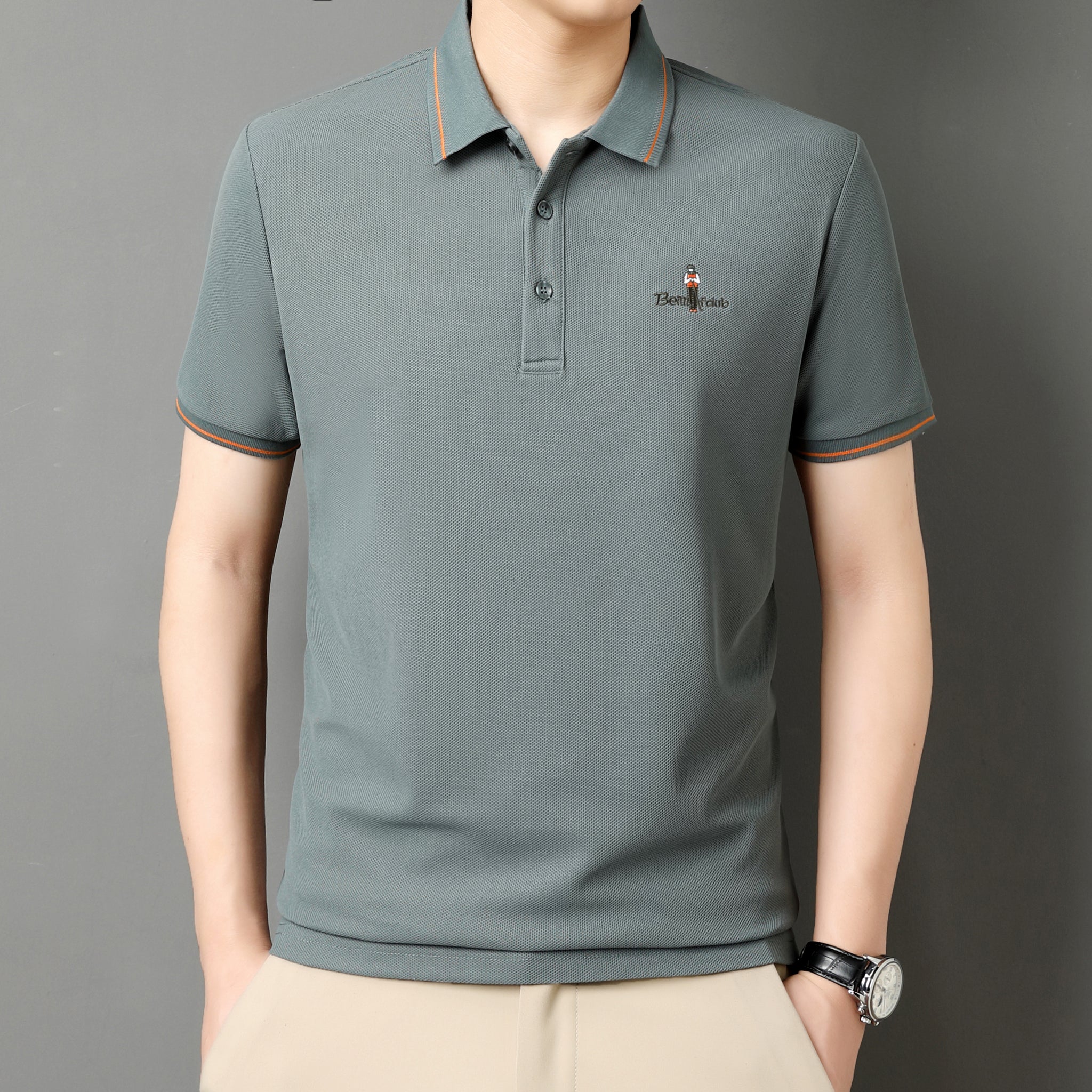 Men’s Solid Color Polo Shirt – Casual Short Sleeve T-Shirt