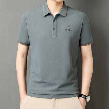 Men’s Solid Color Polo Shirt – Casual Short Sleeve T-Shirt