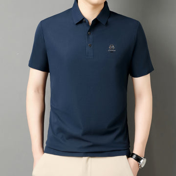 Men’s Premium Solid Color Polo T-Shirt With Short Sleeve, Button Placket - Combraided