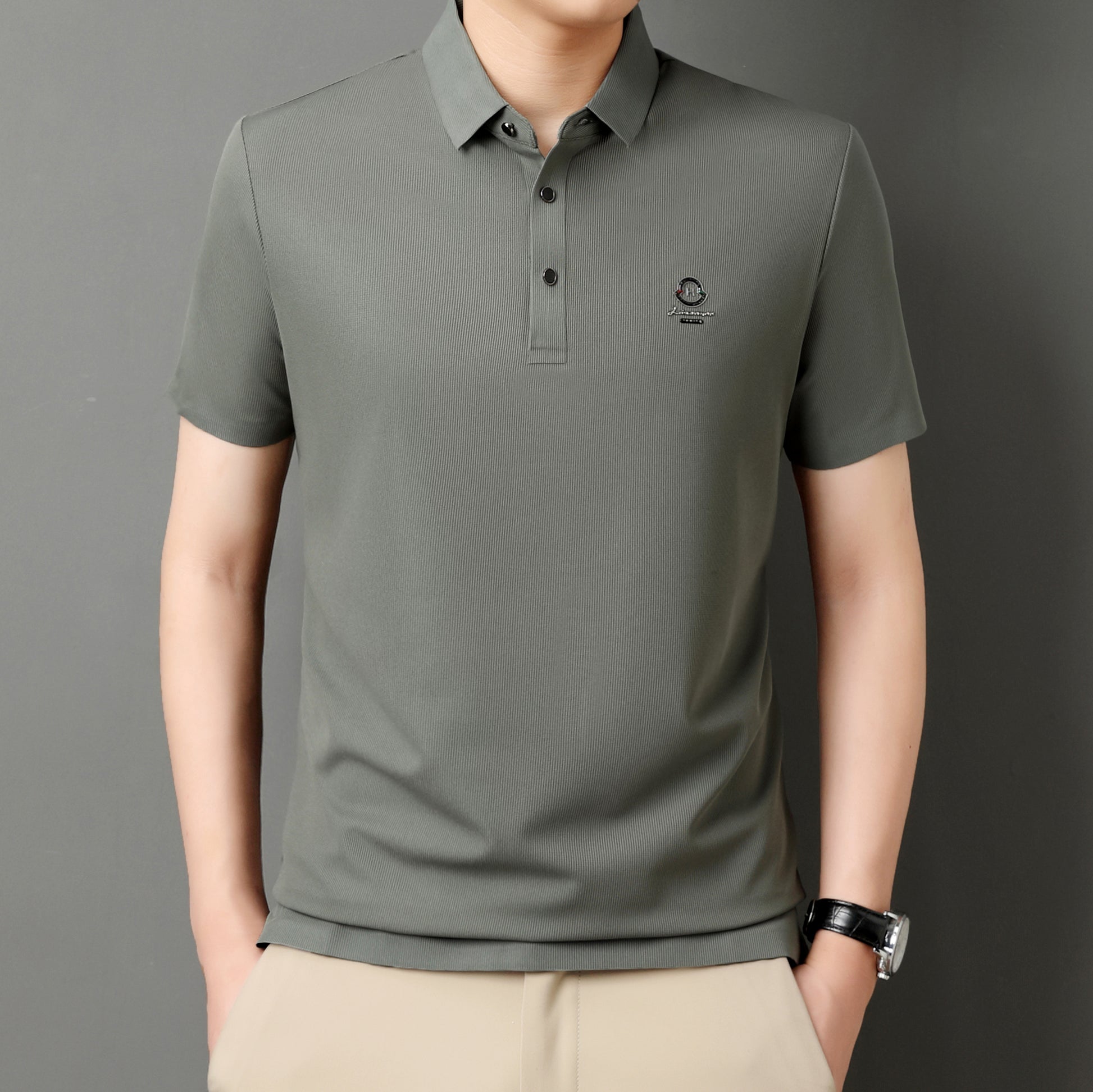 Men’s Premium Solid Color Polo T-Shirt With Short Sleeve, Button Placket - Combraided