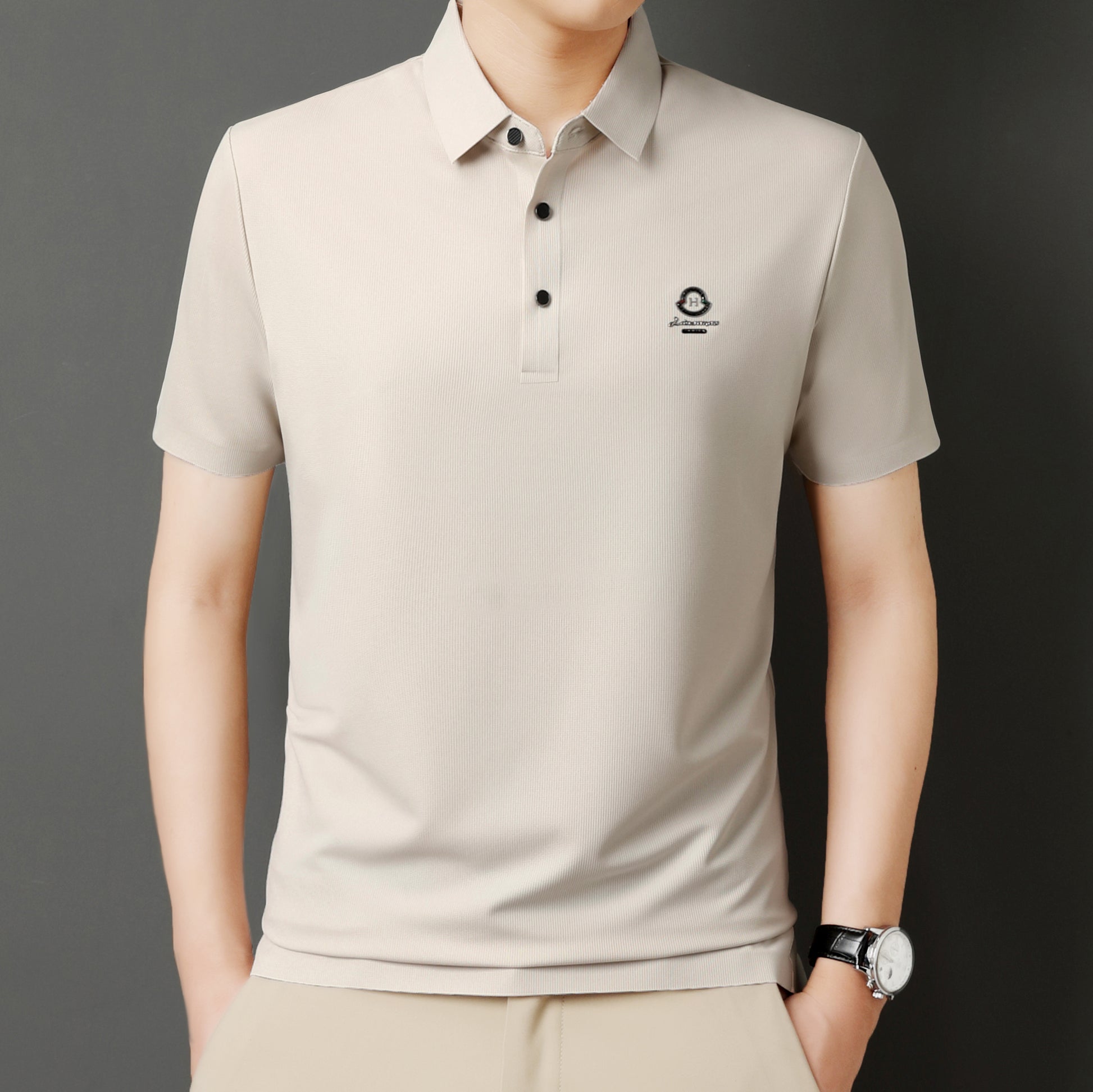 Men’s Premium Solid Color Polo T-Shirt With Short Sleeve, Button Placket - Combraided 
