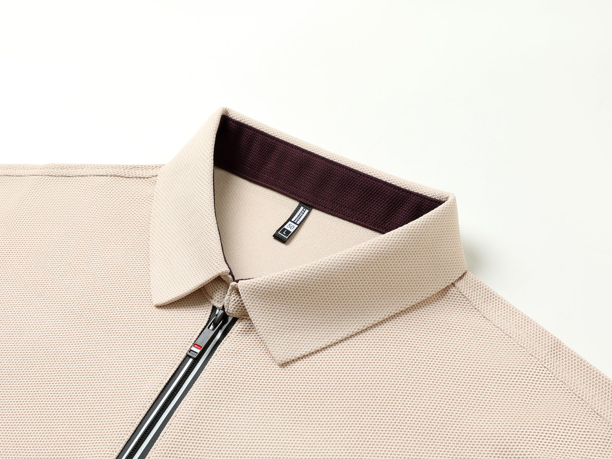 Men’s Solid Color Zipper Polo Shirt with Stand Collar and Short Sleeves - Combraided 