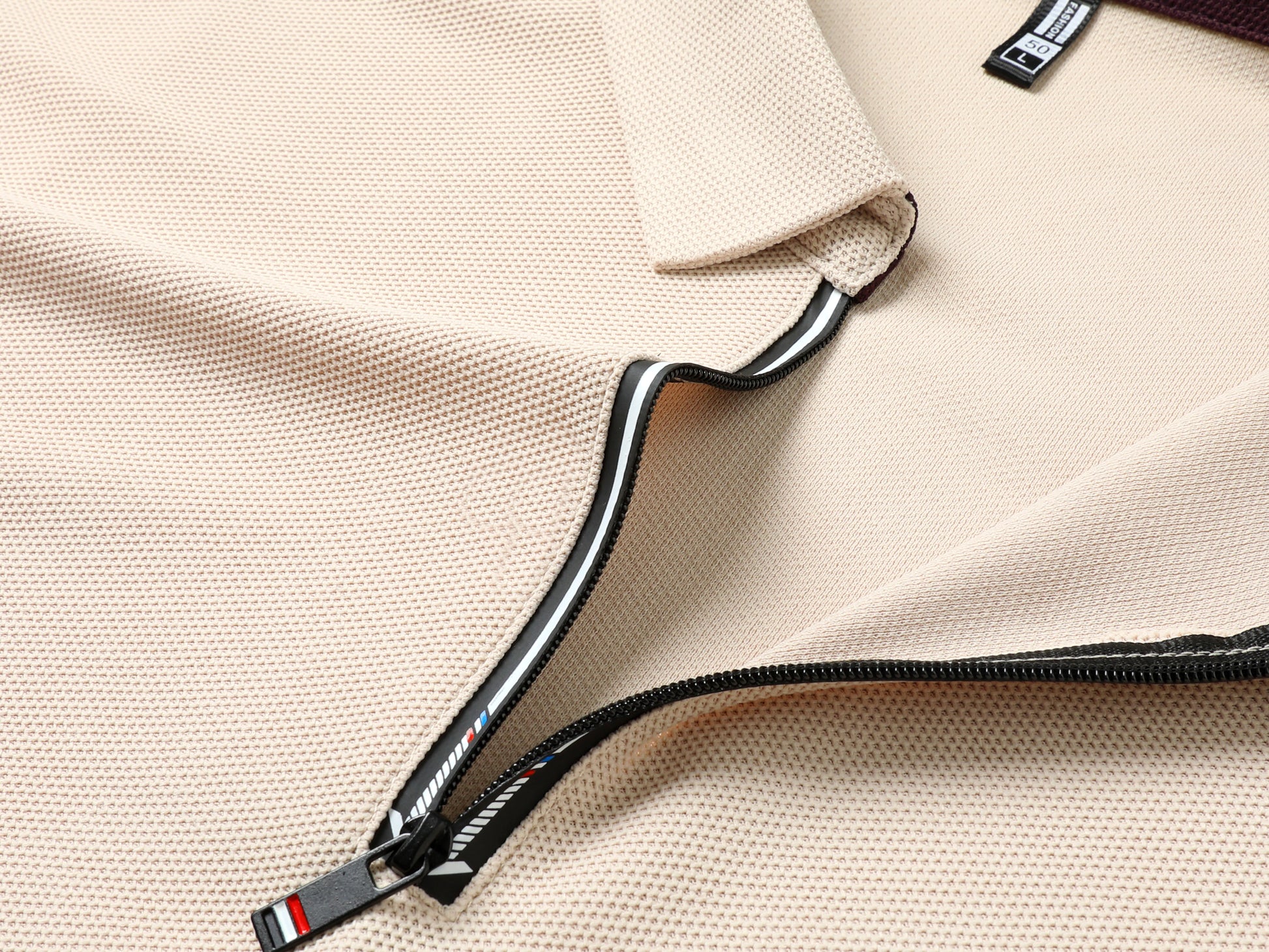 Men’s Solid Color Zipper Polo Shirt with Stand Collar and Short Sleeves - Combraided 
